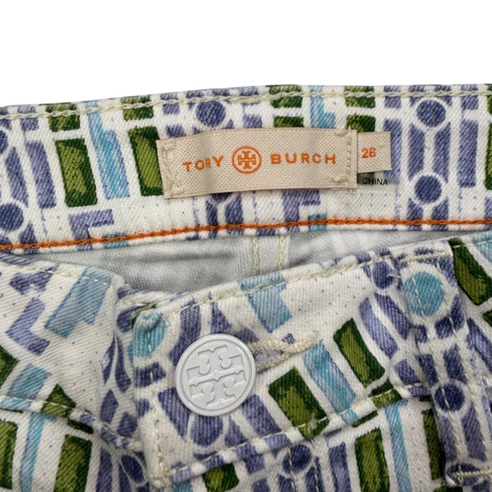 Tory Burch Printed Women's Size 28 Geometric Pattern Skinny Jeans 27" Inseam - Picture 9 of 16